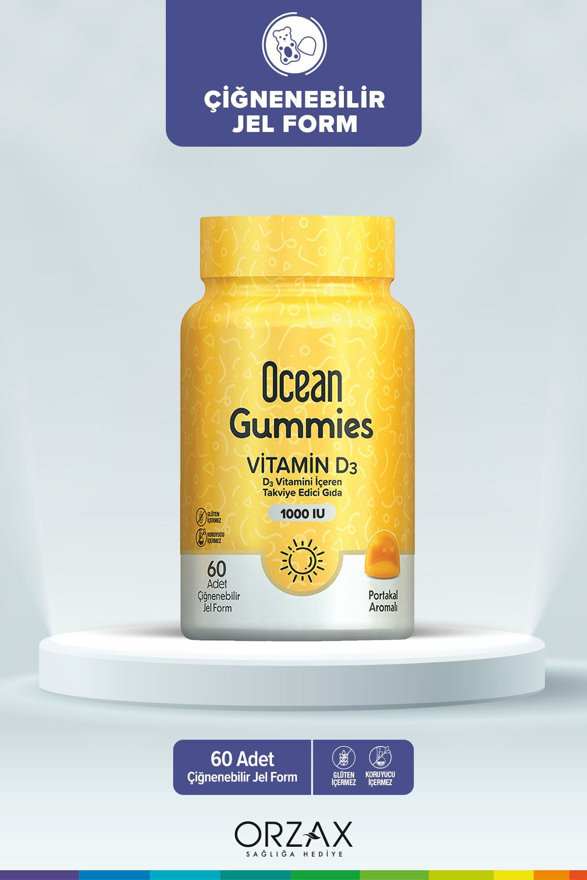 Gummies Vitamin D3 1000IU 60 Çiğnenebilir Portakallı Jel Form
