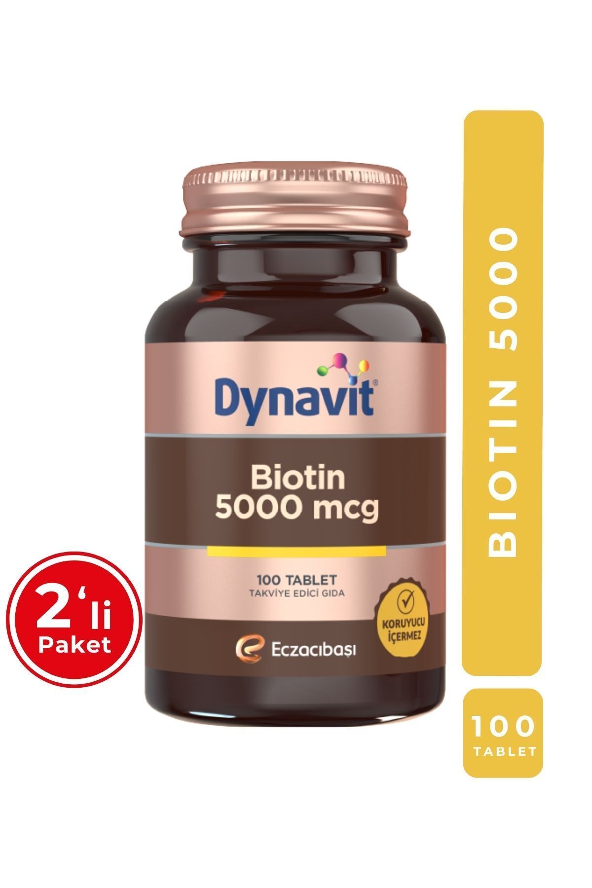 Biotin 5000 mcg 100 Tablet - 2'li Avantajlı Paket