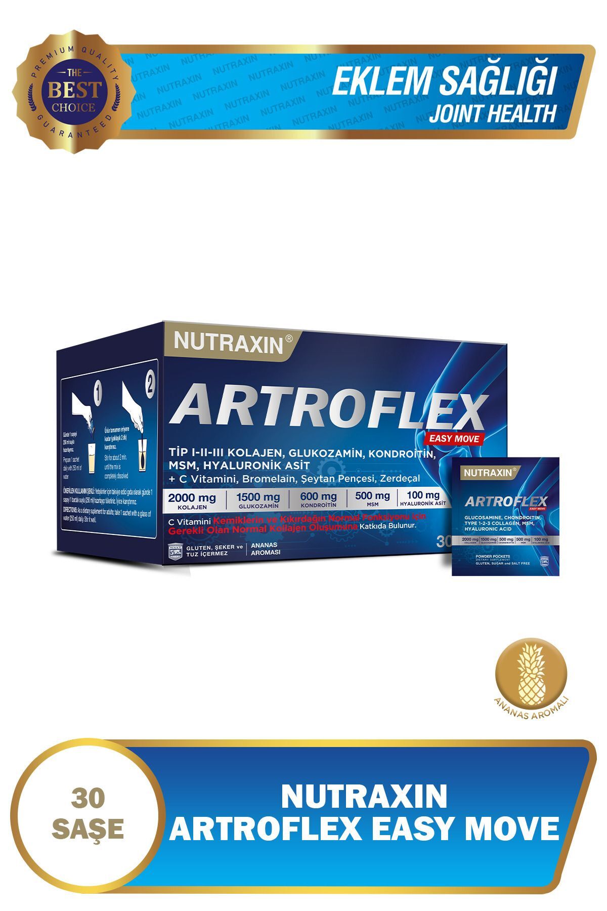 Artroflex Easy Move 30 Saşe - Glukozamin Kolajen Bromelain Şeytan Pençesi Bamya Çiçeği