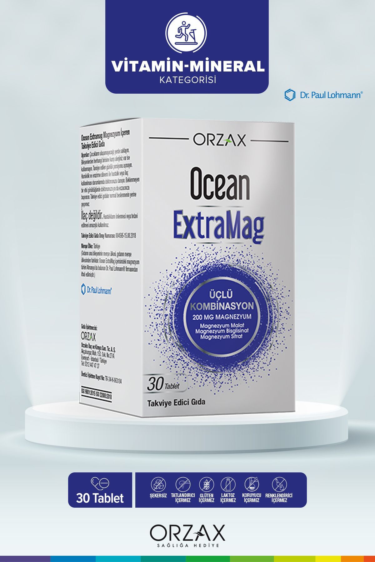 ExtraMag Üçlü Kombinasyon Magnezyum 200 mg Takviye Edici Gıda 30 Tablet